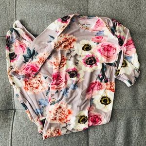 Knotted Infant Gown French Grey Floral